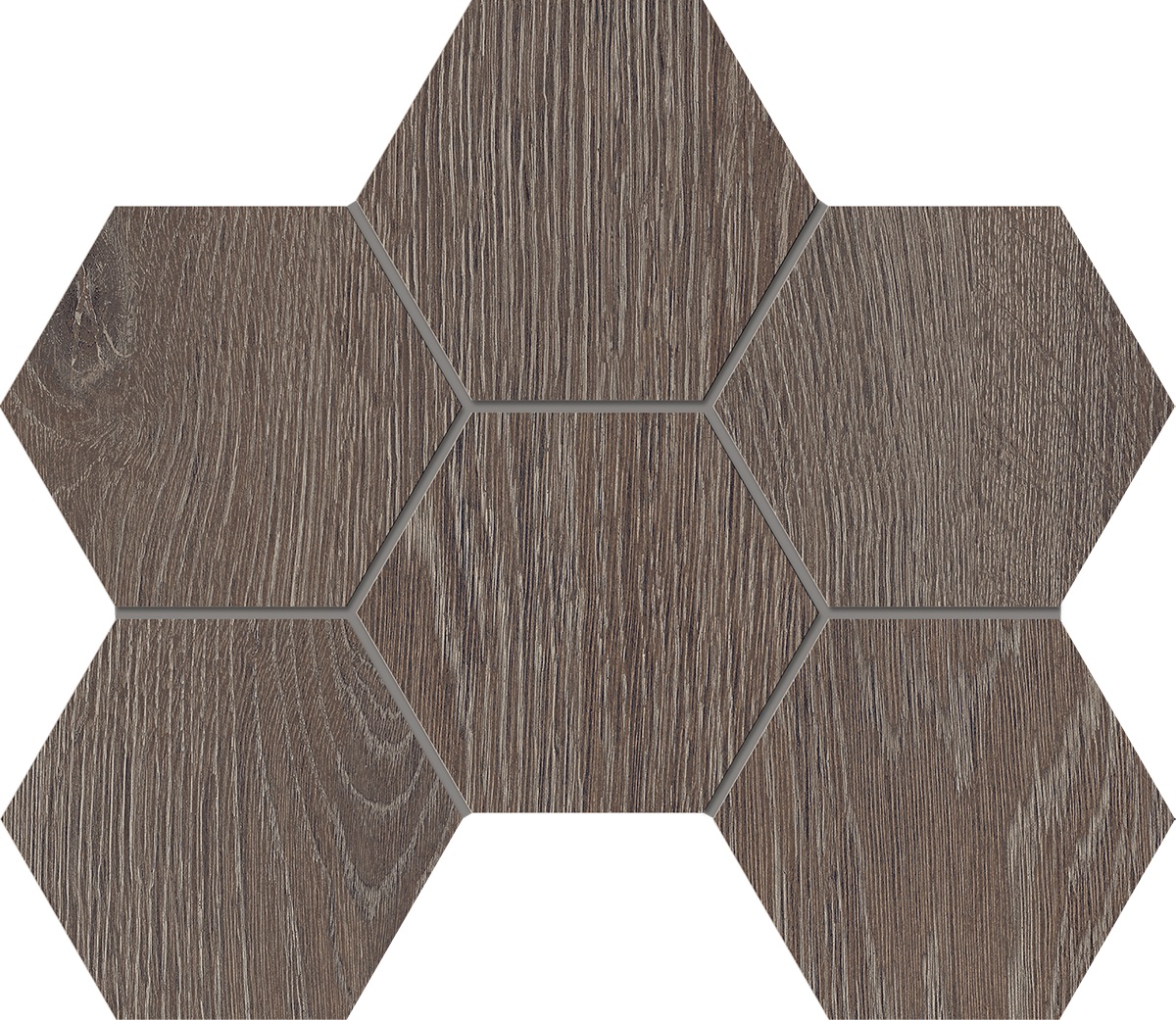 KW03 Kraft Wood Wenge Hexagon 250x285 структурированный коричневый мозаика