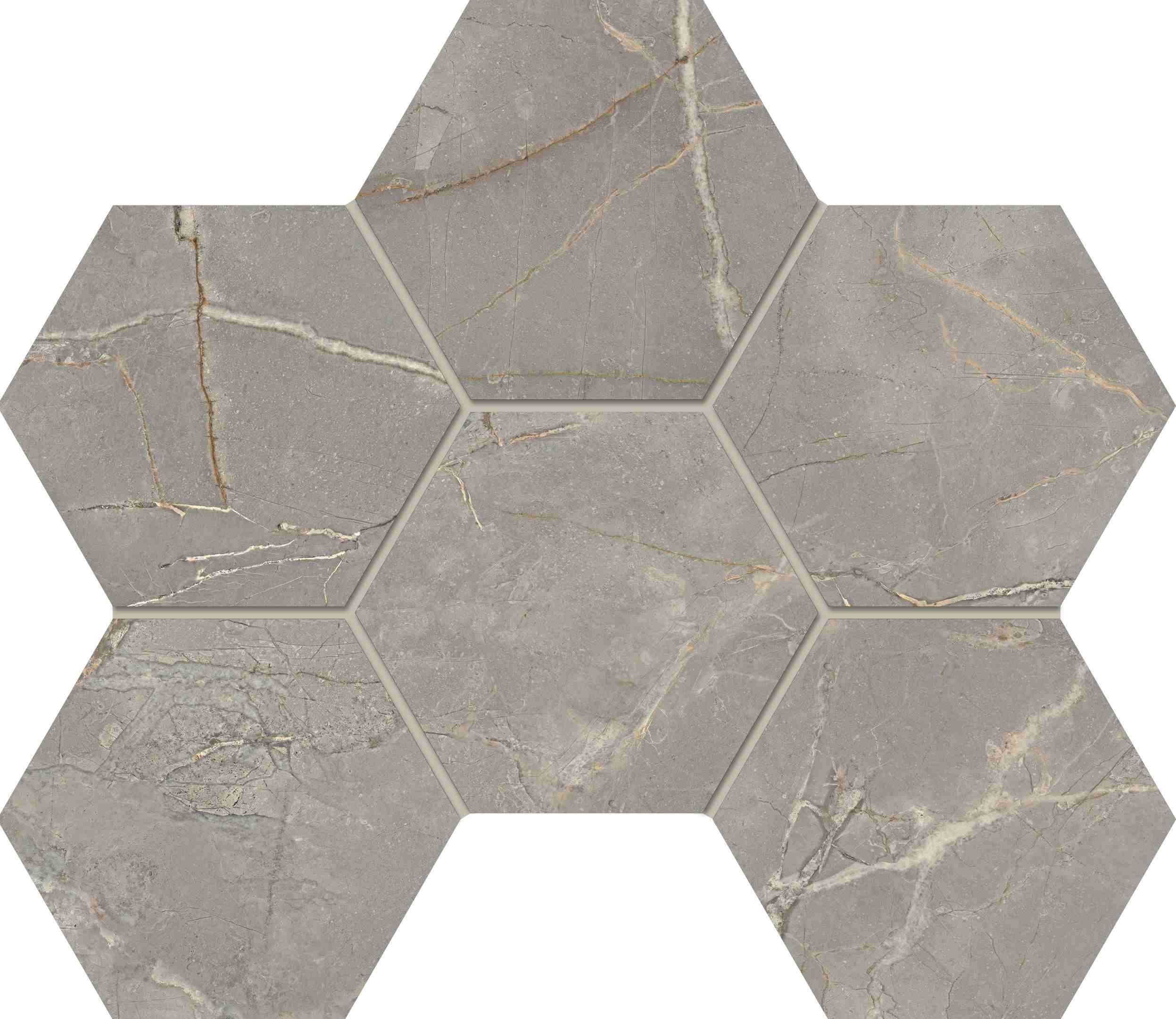 BR03 Bernini Grey Hexagon 250x285 полированный серый мозаика